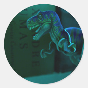 Sticker Rond Dino vert