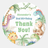 Sticker Rond Dinosaur 2e anniversaire Boy Cite Dino (Devant)