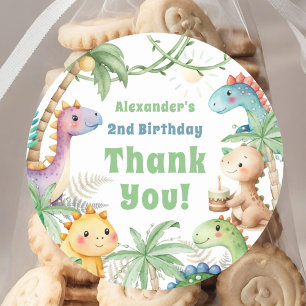 Sticker Rond Dinosaur 2e anniversaire Boy Cite Dino