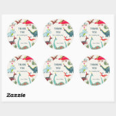 Sticker Rond Dinosaur anniversaire de enfant invitation (Feuille)