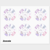 Sticker Rond Dinosaur Anniversaire Pink Purple Merci (Feuille)