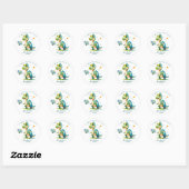 Sticker Rond Dinosaur Aquarelle Merci  (Feuille)