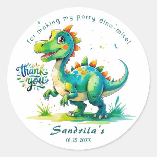 Sticker Rond Dinosaur aquarelle Merci