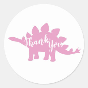 Sticker Rond Dinosaur Baby shower Dino Rose Girl