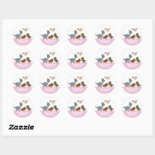 Sticker Rond Dinosaur Boho Rose fête d'anniversaire (Feuille)