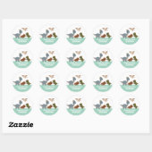 Sticker Rond Dinosaur Boho Vert fête d'anniversaire (Feuille)
