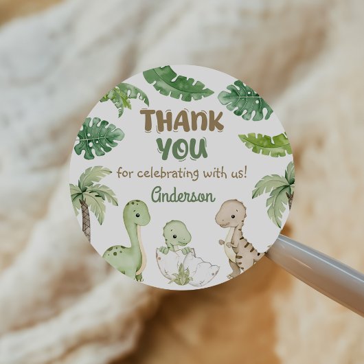 Sticker Rond Dinosaur Boy Green 1er anniversaire