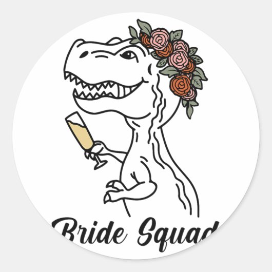Sticker Rond Dinosaur Brigade Bridesmaid Bachelorette Party (Devant)