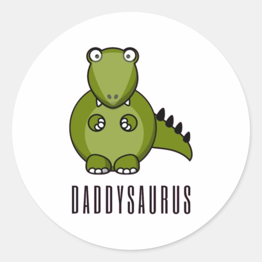Sticker Rond Dinosaur Daddysaurus Daddy Fête des pères Famille  (Devant)