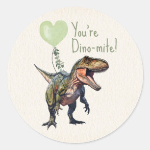 Sticker Rond Dinosaur Dino-mite Green Classroom Valentine