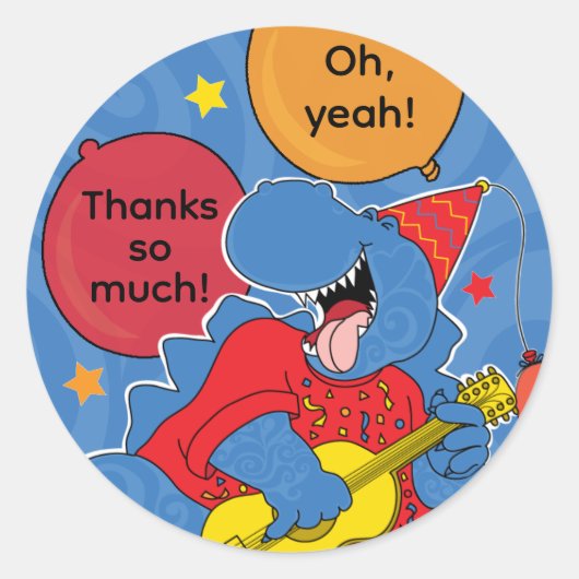 Sticker Rond Dinosaur fête d'anniversaire (Devant)