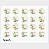 Sticker Rond Dinosaur fête d'anniversaire (Feuille)