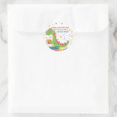 Sticker Rond Dinosaur fête d'anniversaire (Sac)