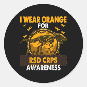 Sticker Rond Dinosaur Je Porte Orange Pour Rsd Crps Sensibilisa