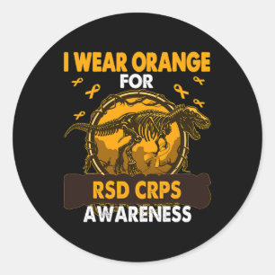 Sticker Rond Dinosaur Je Porte Orange Pour Rsd Crps Sensibilisa