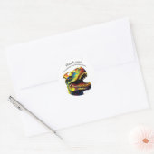 Sticker Rond Dinosaur Joyeux Merci d'anniversaire blanc (Enveloppe)