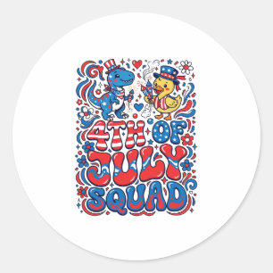 Sticker Rond Dinosaur Kawaii Patriotique Meilleur Beau-père Jam