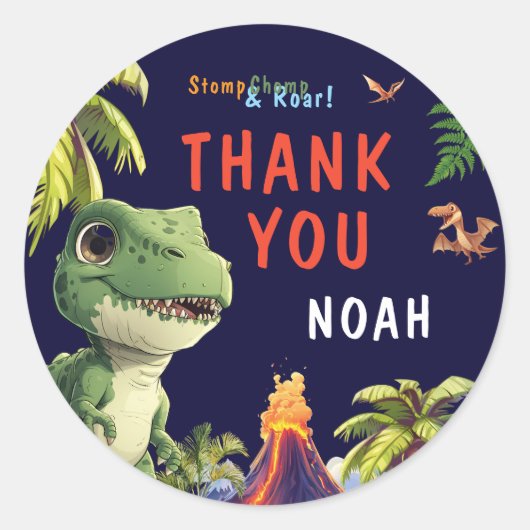 Sticker Rond Dinosaur Merci (Devant)
