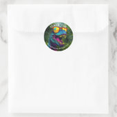 Sticker Rond Dinosaur Merci Cool jungle violet (Sac)