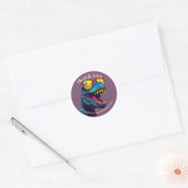 Sticker Rond Dinosaur Merci Cool pourpre (Enveloppe)