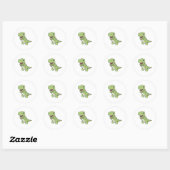 Sticker Rond Dinosaur Noël Neige hiver T-Rex Dino (Feuille)
