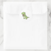 Sticker Rond Dinosaur Noël Neige hiver T-Rex Dino (Sac)