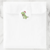 Sticker Rond Dinosaur Noël Neige hiver T-Rex Dino (Sac)