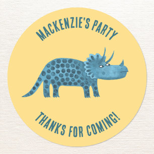 Sticker Rond Dinosaur Parti Jaune Merci