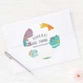 Sticker Rond Dinosaur Roar Boys Anniversaire Bleu (Enveloppe)