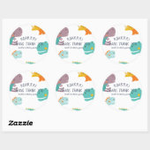 Sticker Rond Dinosaur Roar Boys Anniversaire Bleu (Feuille)