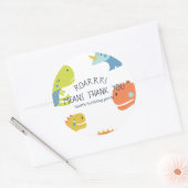 Sticker Rond Dinosaur Roar Boys Anniversaire Bleu (Enveloppe)