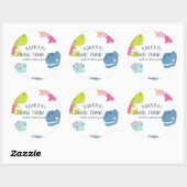 Sticker Rond Dinosaur Roar Girls Anniversaire rose (Feuille)