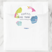 Sticker Rond Dinosaur Roar Girls Anniversaire rose (Sac)