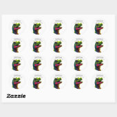 Sticker Rond Dinosaur rose joyeux Merci d'anniversaire (Feuille)