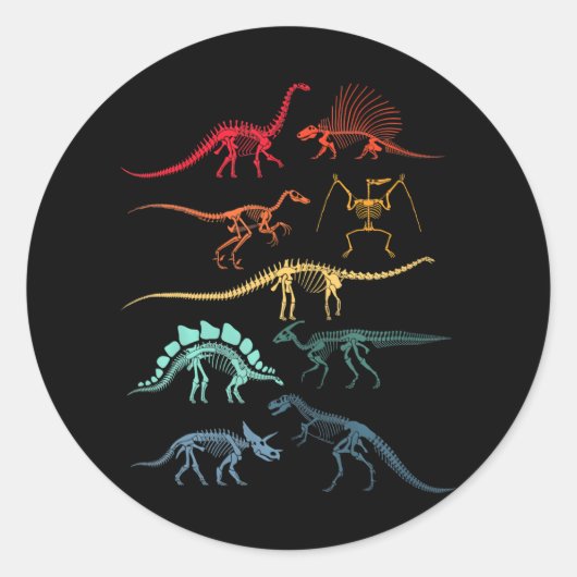 Sticker Rond Dinosaur Skeletons Dino (Devant)