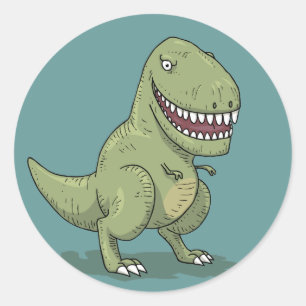 Sticker Rond Dinosaur T Rex