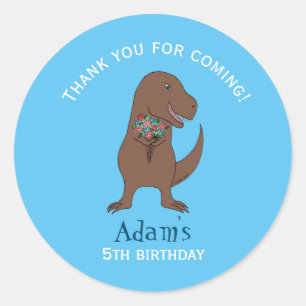 Sticker Rond Dinosaur T-Rex Boy Anniversaire Fête Favoriser Cad