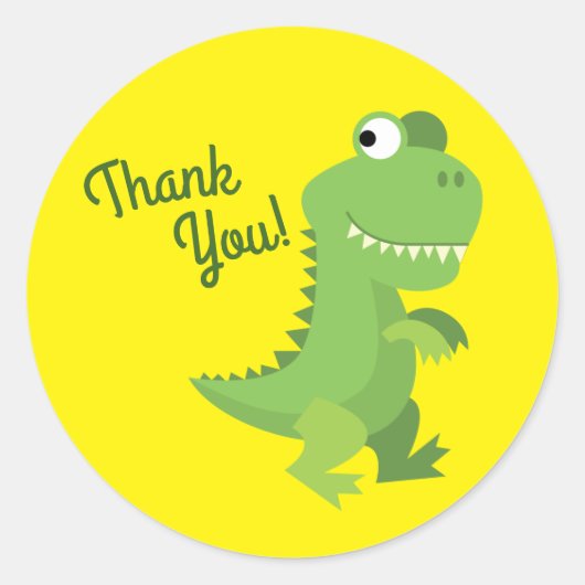 Sticker Rond Dinosaur T-rex Enfants 1er anniversaire Dino Party (Devant)