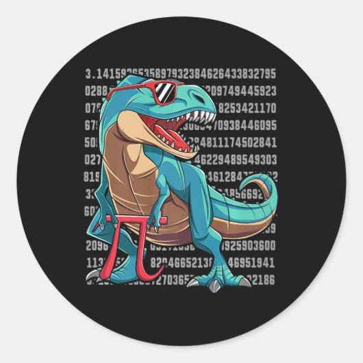 Sticker Rond Dinosaur T Rex Happy Pi Day Funny Math Cadeau Nerd (Devant)