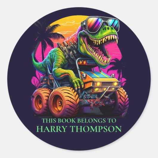 STICKER ROND DINOSAUR T REX LIVRE (Devant)