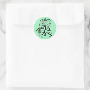 Sticker Rond Dinosaur Tea Rex