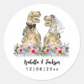 Sticker Rond Dinosaur Thème Mariage (Devant)