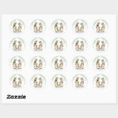 Sticker Rond Dinosaur thème Mariage personnalisé (Feuille)
