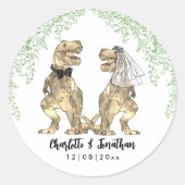 Sticker Rond Dinosaur thème Mariage personnalisé (Devant)