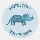 Sticker Rond Dinosaur Thème Merci de fête (Devant)