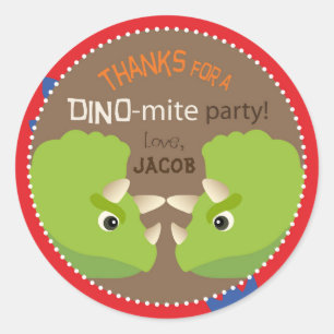 Sticker Rond Dinosaur Triceratops Anniversaire Cupcake TopÉtiqu