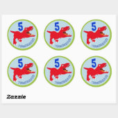 Sticker Rond Dinosaur Tyrannosaurus Rex Anniversaire Cupcake To (Feuille)