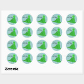 Sticker Rond Dinosaur Vert cool (Feuille)