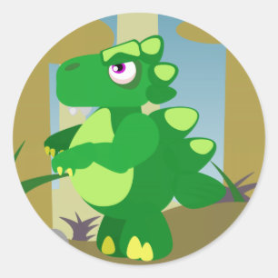 Sticker Rond Dinosaure