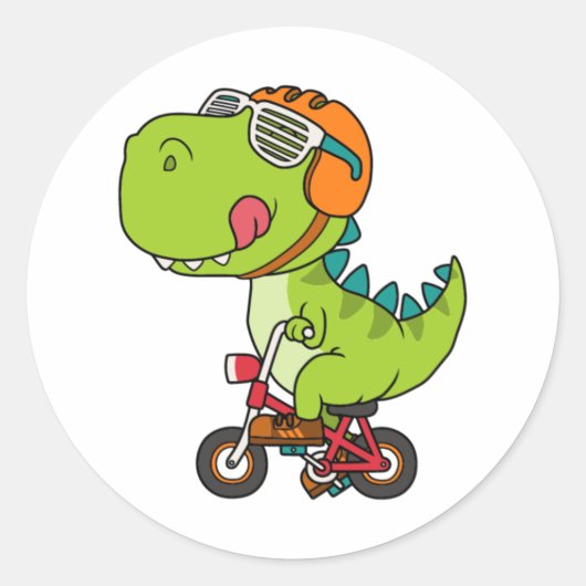 Sticker Rond dinosaure à vélo (Devant)